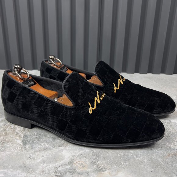 Louis Vuitton Auteuil Loafers Damier Black Velour 7.5 LV or 8.5 US or 41.5 EUR - Picture 3 of 16